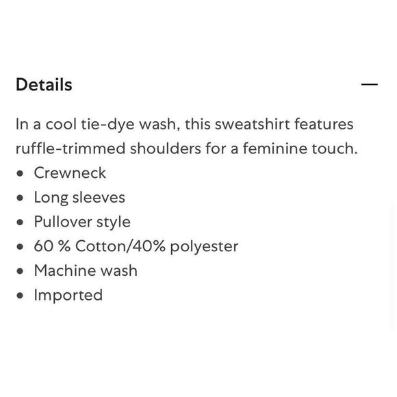 Generation Love Blue Tie-Dye Abella Ruffle Sweatshirt NEW $148 Womens Small S - Picture 3 of 12